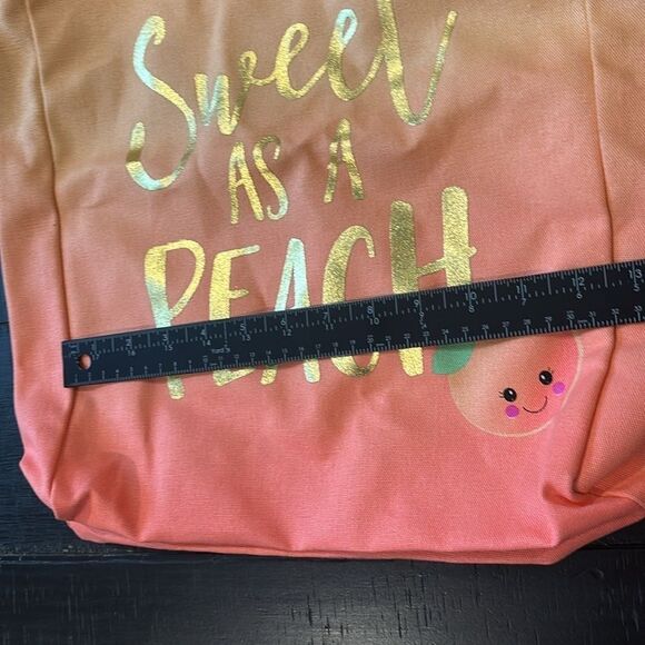 TOO FACED Sweet As A Peach Gold Foil Ombre Beach Lined Canvas Tote Shopper Bag‍‍ - Picture 5 of 7